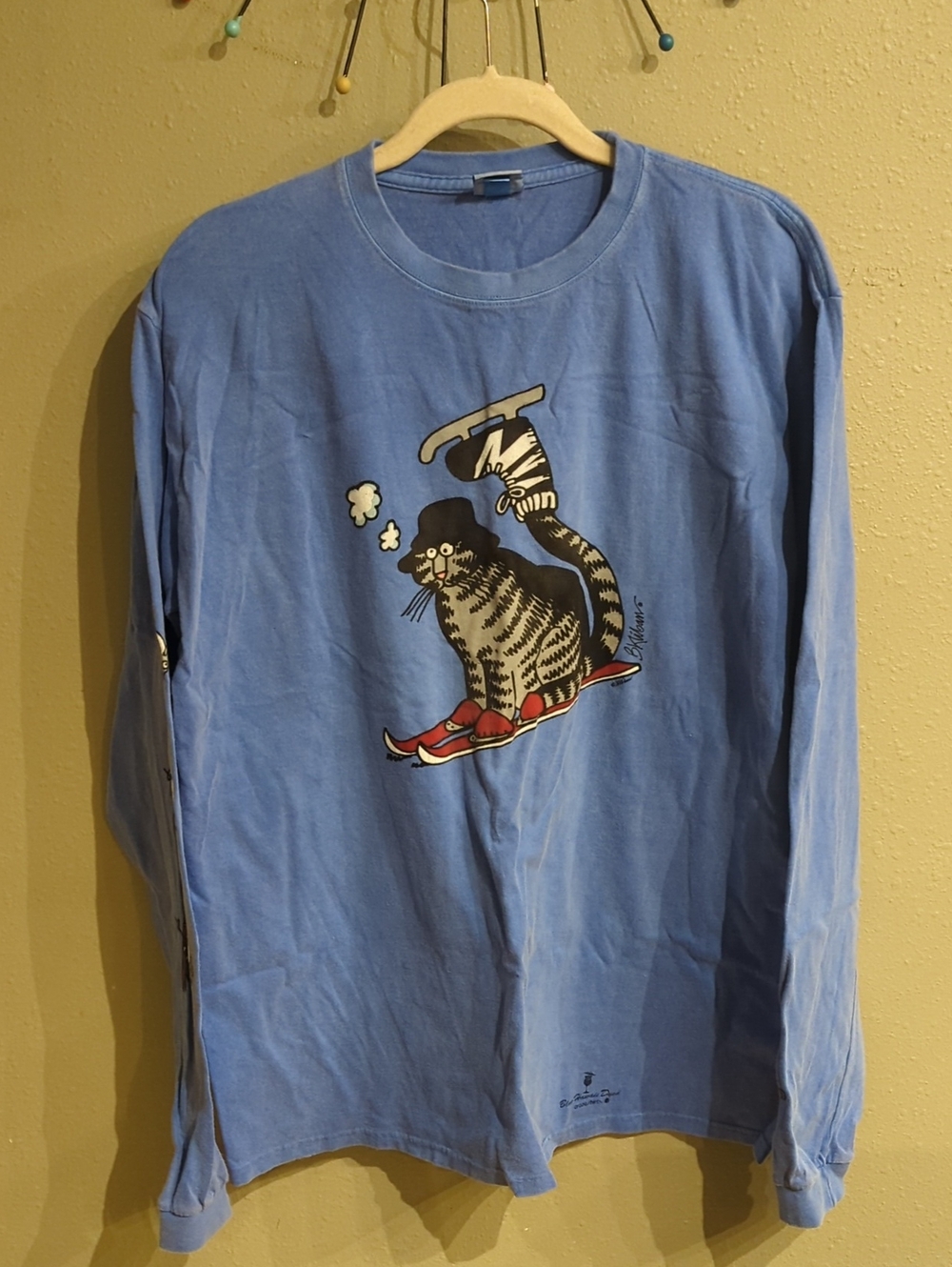 B KLIBAN Long Sleeve T-Shirt Crazy Shirts Hawaii Cat Skiing Winter M